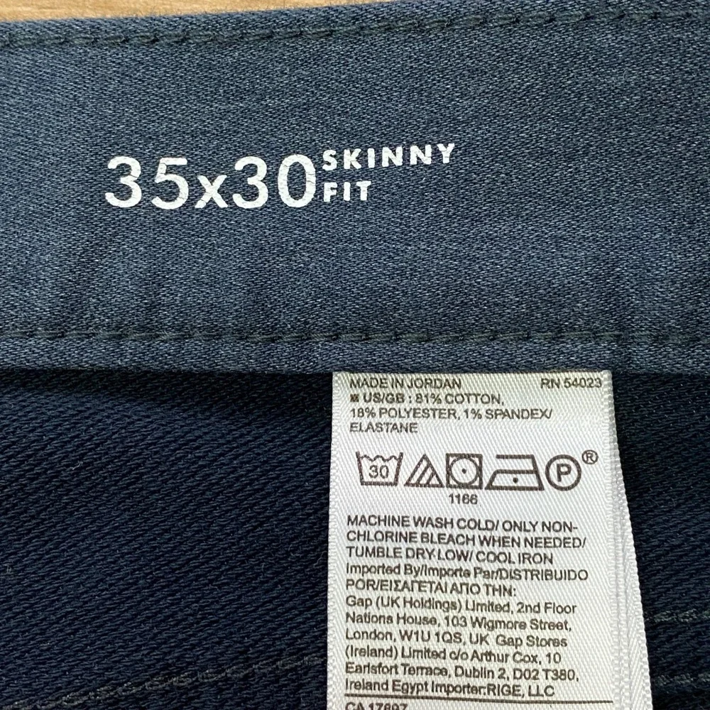 Banana Republic Traveler Pants 35x30 Skinny Fit Chino Cotton Blend Blue 5-Pocket